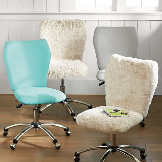 Furlicious Faux Fur Airgo Arm Armless Swivel Desk Chair