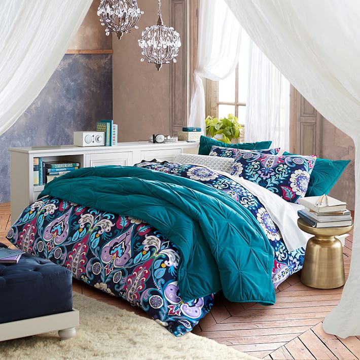Jewel Damask Girls Flannel Duvet Cover Pottery Barn Teen