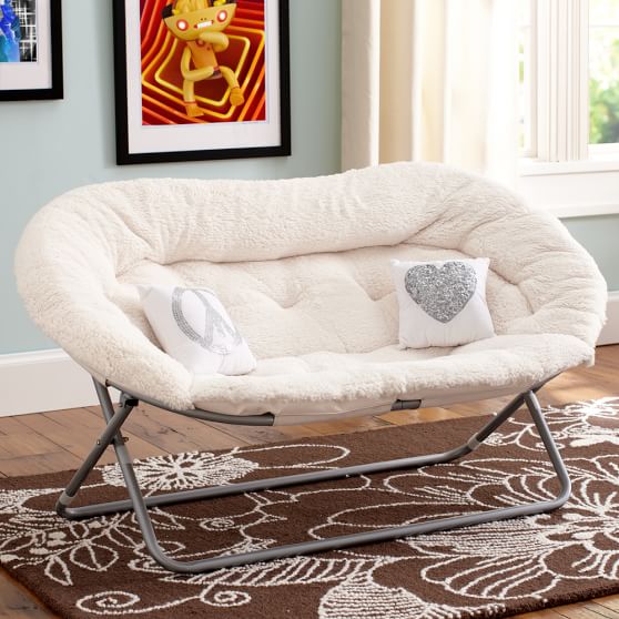 Ivory Sherpa Double HangARound Chair Pottery Barn Teen