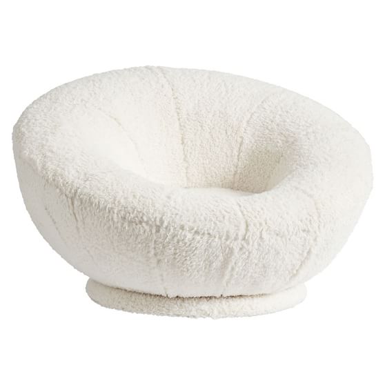 Ivory Sherpa FauxFur Groovy Swivel Chair Lounge Chair Pottery Barn