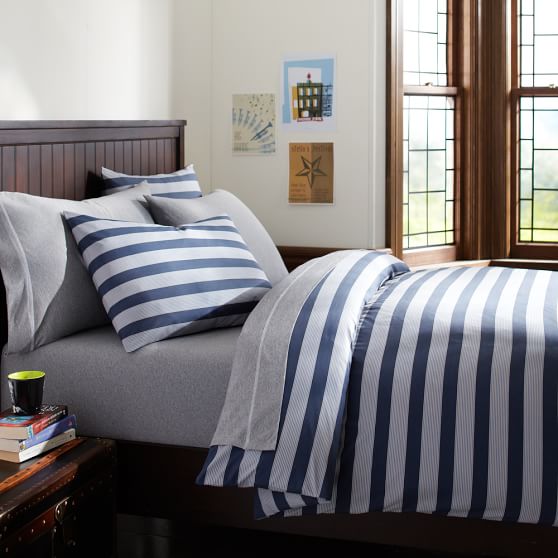 Brooklyn Stripe Girls Duvet Cover Navy Sale Pottery Barn Teen
