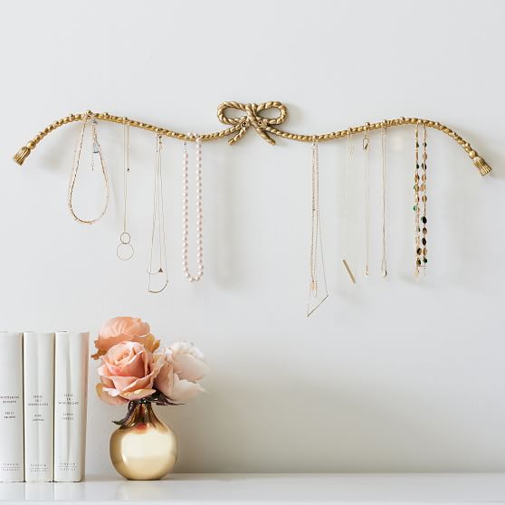 Braided Bow Wall Mounted Jewelry Holder Storage