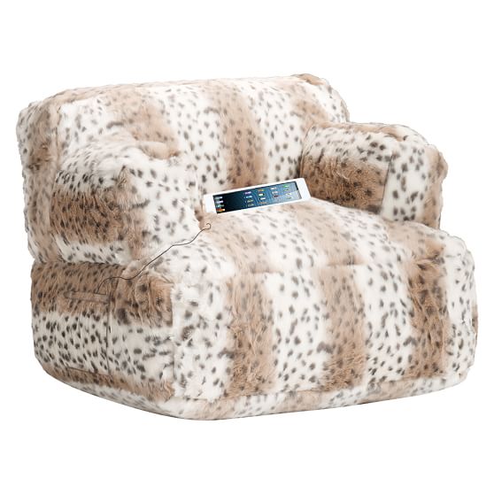 Snow Leopard Faux-Fur Eco Media Lounger | Pottery Barn Teen