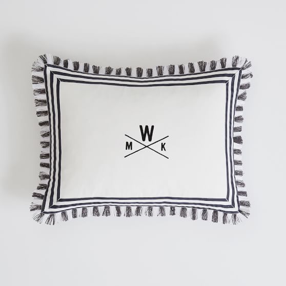 Fringe Border Monogram Pillow Covers Pottery Barn Teen