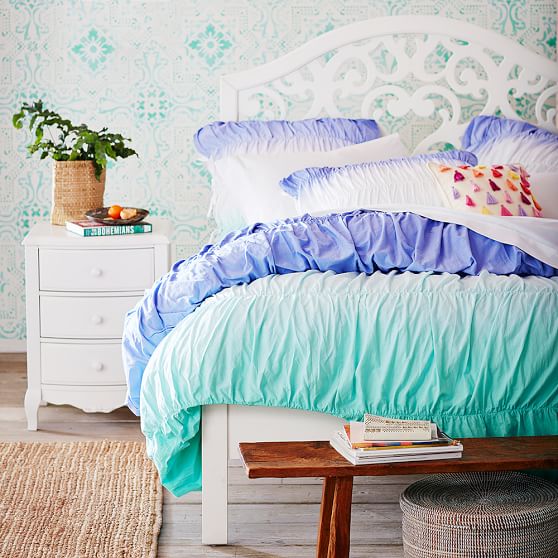 Surf Dip Dye Ruched Girls Duvet Cover Pottery Barn Teen