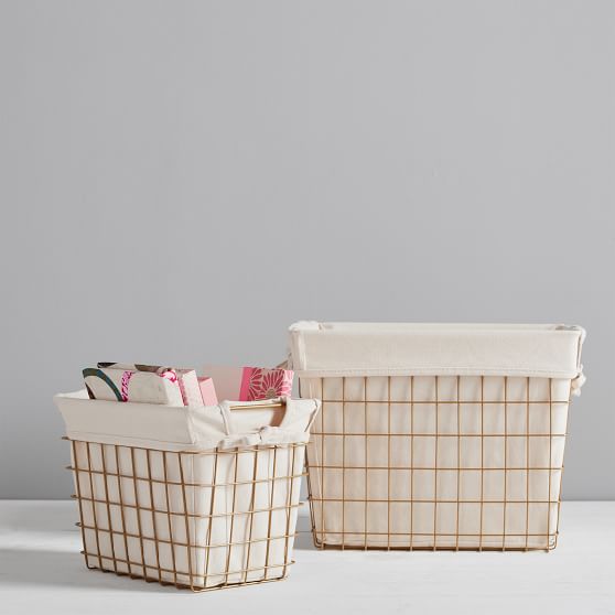 Lined Wire Baskets Pottery Barn Teen