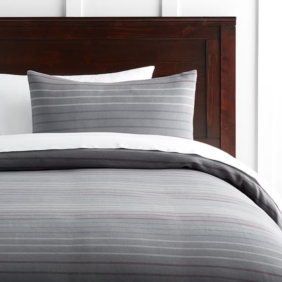 Homestead Stripe Flannel Boy's Duvet Cover + Sham Pottery Barn Teen
