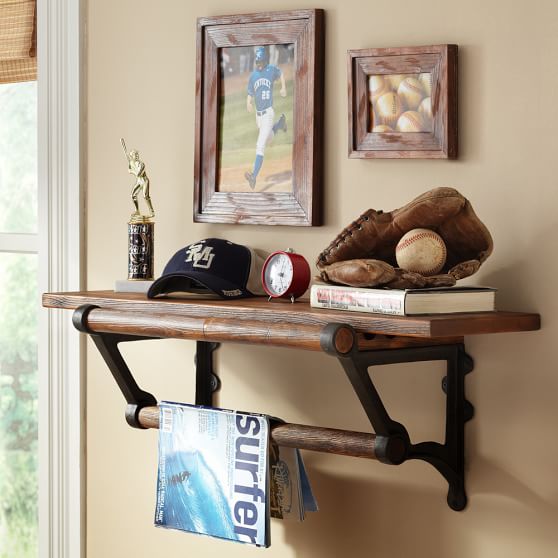 Rustic Wood Floating Shelf Pottery Barn Teen