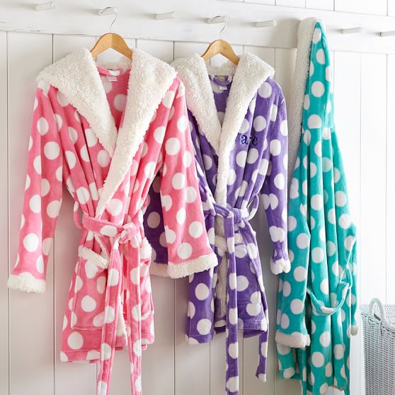 Sherpa Pop Dot Teen Robe Pottery Barn Teen