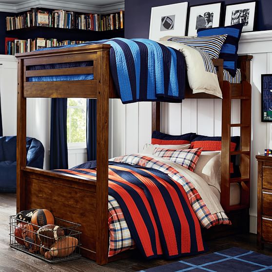 Boxter Plaid Rug, Navy/Stone Pottery Barn Teen