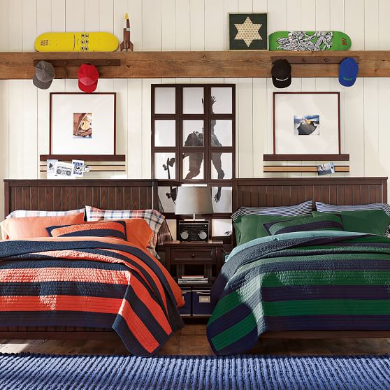 Rugby Stripe Reversible Boys Quilt Sale Pottery Barn Teen