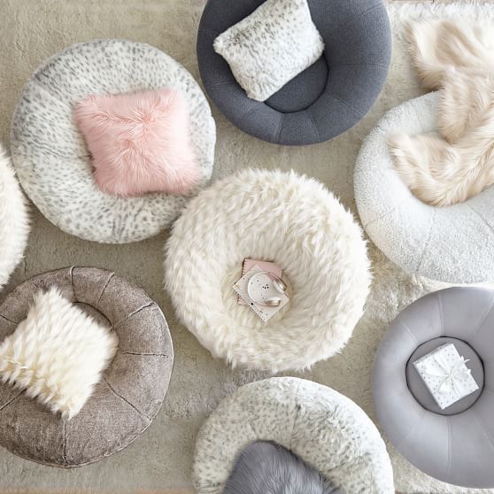 Ivory Sherpa FauxFur Groovy Swivel Chair Lounge Chair Pottery Barn