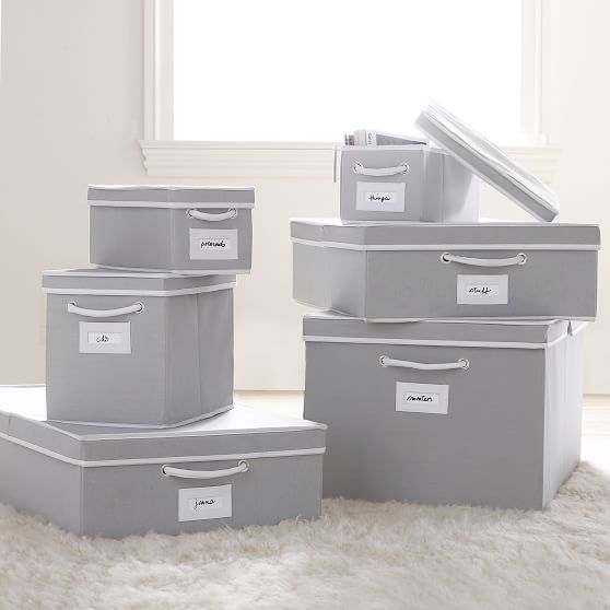 Solid Canvas Storage Bins With Trim Pottery Barn Teen