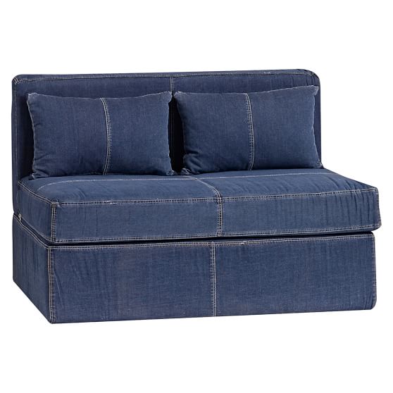 Denim Cushy Sleeper Sofa Bed(47.25") Pottery Barn Teen