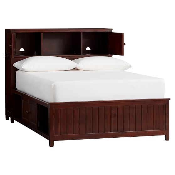 Beadboard Storage Bed Hutch Dark Espresso