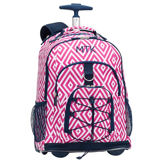Preppy Diamond Rolling Backpack For Teens, Pink Magenta Pottery Barn Teen