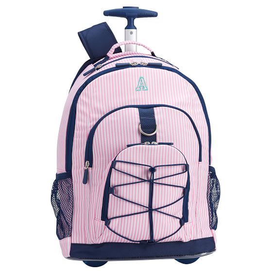 Pink Mini Stripe Rolling Backpack For Teens Pottery Barn Teen