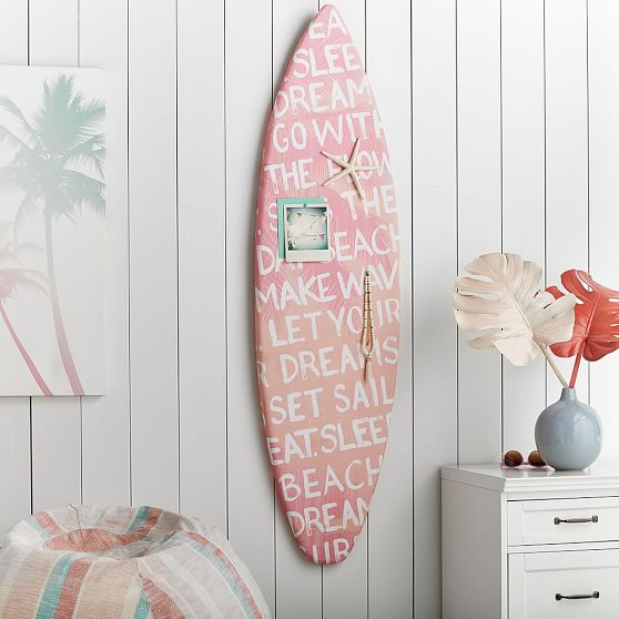Surfboard Pinboard, Pink Graffiti Wall Organizers Pottery Barn Teen
