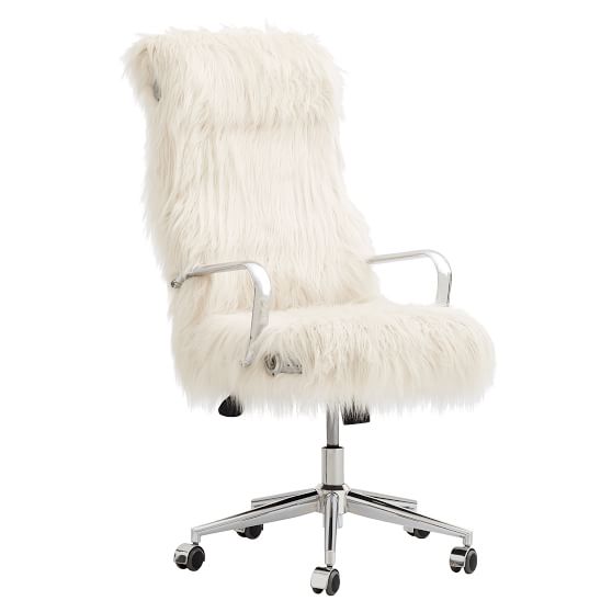 Ivory Himalayan Faux Fur Ultimate Desk Chair