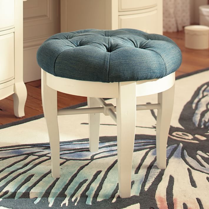 The Emily Meritt Denim Glam Vanity Stool Pottery Barn Teen