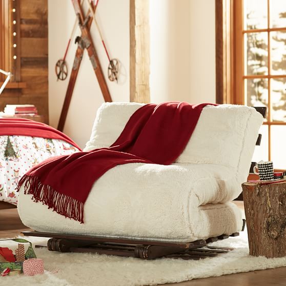 Sherpa FauxFur Futon Sofa Teen Sofa Pottery Barn Teen