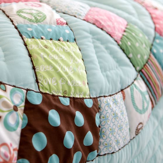 Peace Patchwork Girls Quilt + Sham Sale Pottery Barn Teen