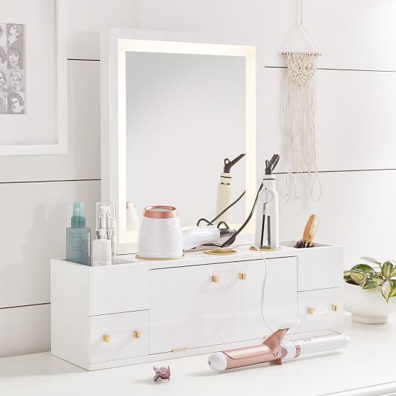 Light Up Beauty Storage Mirror Jewelry Pottery