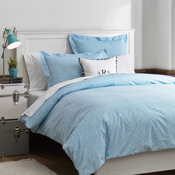 Mini Dot Girls Duvet Cover Sky Blue Sale Pottery Barn Teen