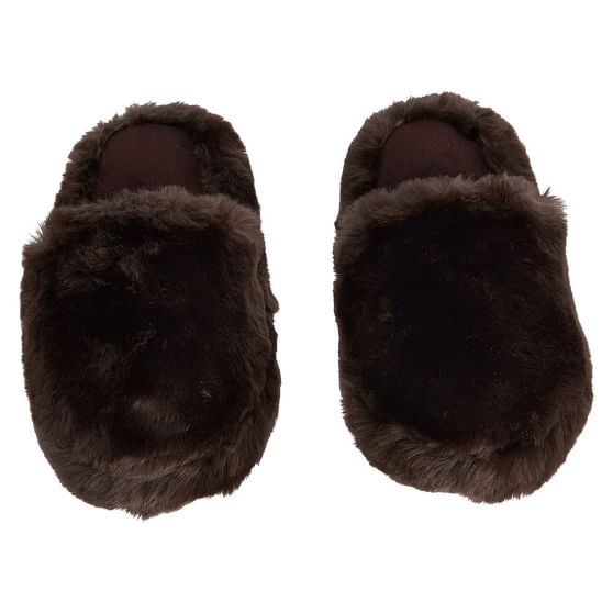 Brown Faux-Fur Slippers | Pottery Barn Teen