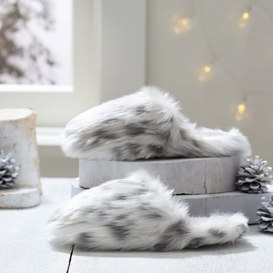 gray leopard slippers