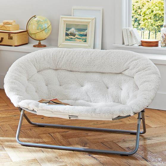 Ivory Sherpa Double HangARound Chair Pottery Barn Teen