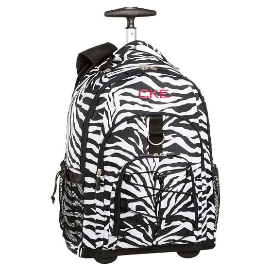 Black Zebra Print Rolling Backpack For Teens | Pottery Barn Teen