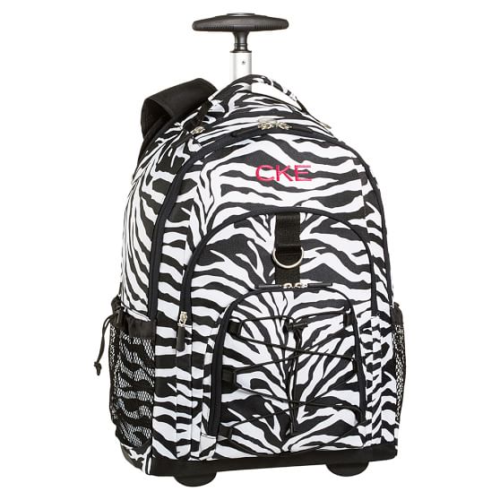 Black Zebra Print Rolling Backpack For Teens Pottery Barn Teen