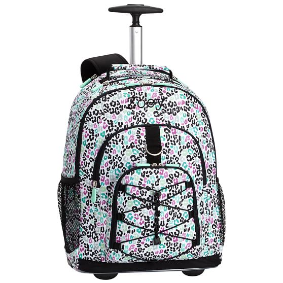 Black Multi Cheetah Rolling Backpack For Teens Pottery Barn Teen