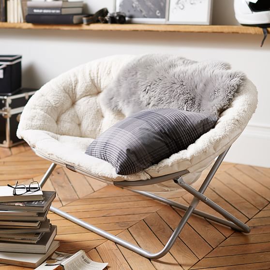 Ivory Sherpa Double HangARound Chair Pottery Barn Teen