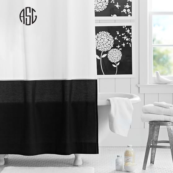 Black Classic Border Teen Shower Curtain Pottery Barn Teen