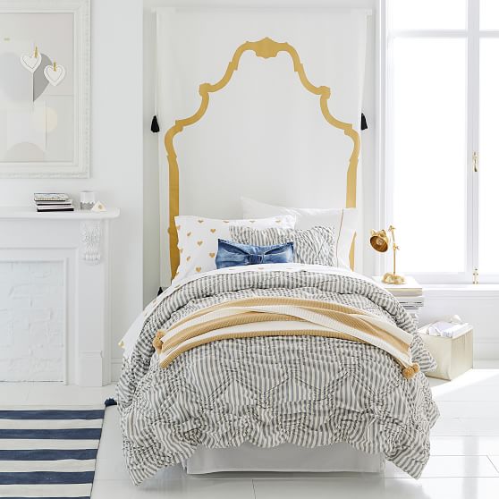 The Emily & Meritt Faux Headboard Tapestry, Black Wall Decor