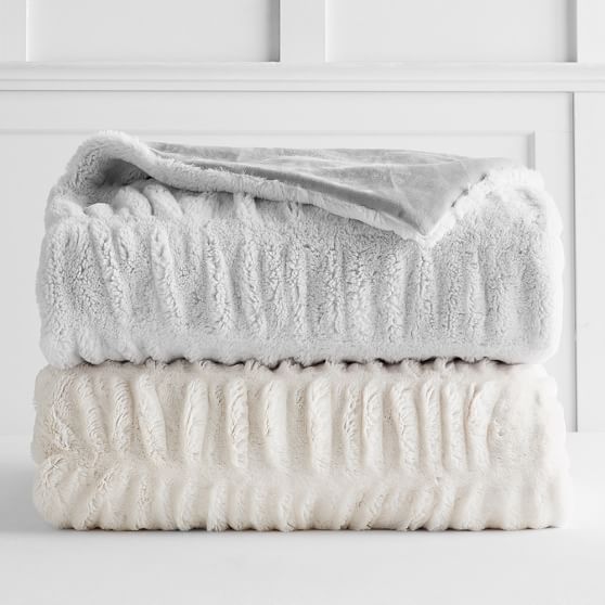 FauxFur Ruched Throw Blanket Pottery Barn Teen