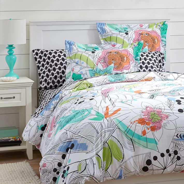 Painted Palm Duvet Cover Sham Pottery Barn Teen