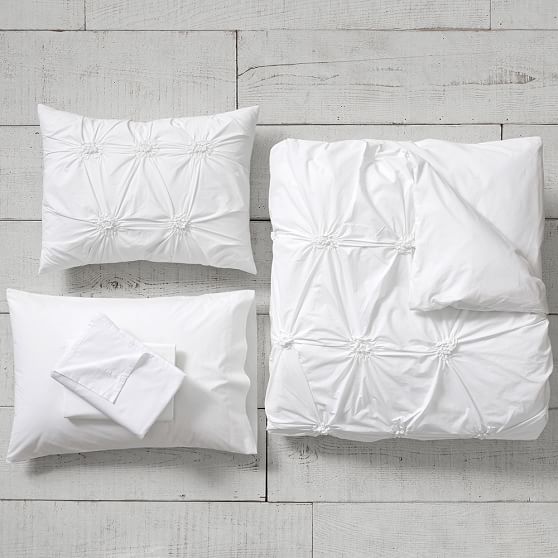 Organic Ruched Rosette Bedding Set Dorm Bundle Pottery Barn Teen
