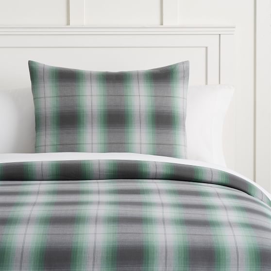 Dylan Plaid Organic Duvet Cover Twin Xl Forest Green