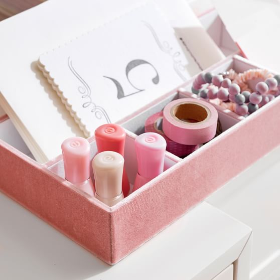 Blush Velvet Desk Accessories Set Of 3 Desk Decor Pottery