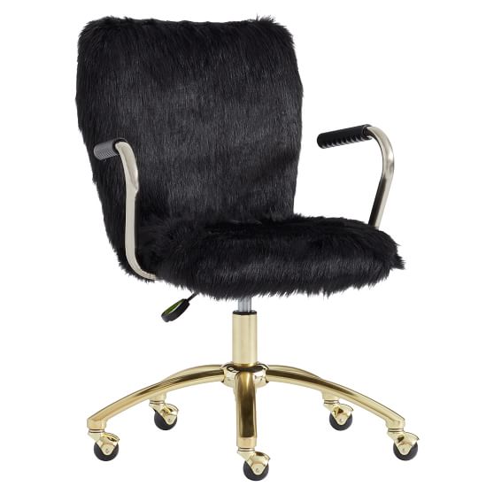 Black Himalayan Faux Fur Airgo Desk Chair