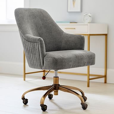 Velvet Gray Pleated Desk Chair| Teen Desk Chair | Pottery ...