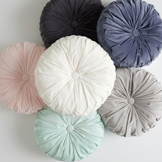 Velvet Pleated Round Pillow Teen Throw Pillows Pottery Barn Teen