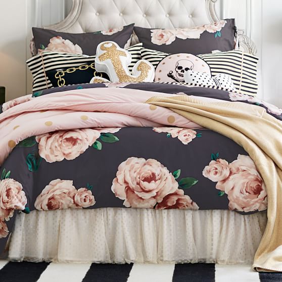 The Emily Meritt Bed Of Roses Girls Duvet Cover Black Blush