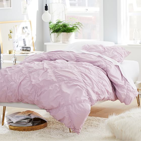 Ruched Diamond Organic Duvet Cover Girls Dorm Bedding Pottery Barn Teen