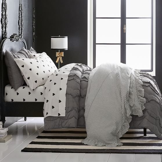 The Emily & Meritt Ruffle Stripe Girls Duvet Cover Pottery Barn Teen