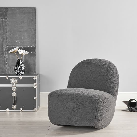 Charcoal Sherpa Rocking Lounge Chair | Pottery Barn Teen