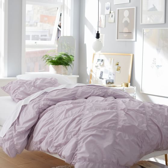 Ruched Diamond Organic Duvet Cover Girls Dorm Bedding Pottery